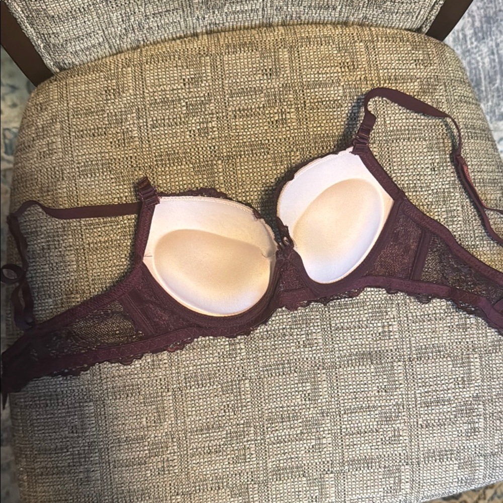 Elegant Lace Underwire Pushup Bra - Purple